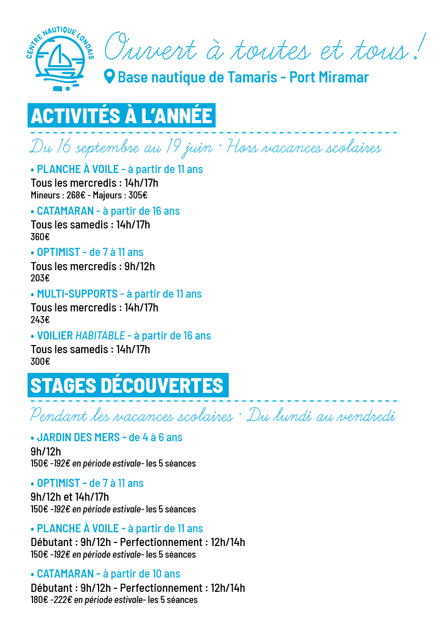 FLYER ACTIVITES ANNEE 2025 VERSO
