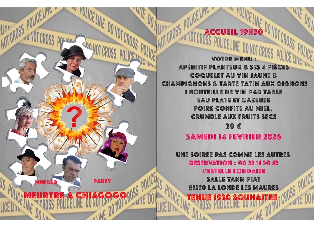FLYER AFFICHE.MENU MEURTRE A CHIAGOGO 14.02.2026